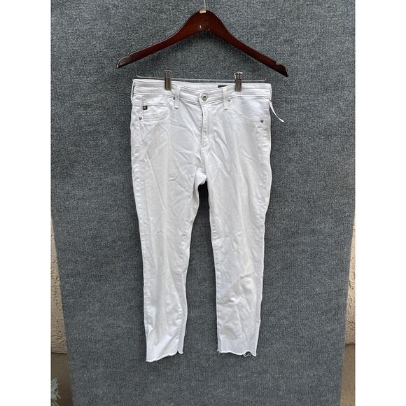 AG Adriano Goldschmied Jeans Womens 27 White The Prima Crop Cigarette Raw Hem - Picture 1 of 11